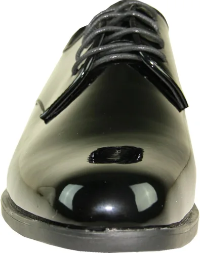 Vista 2 de VANGELO Zapato de vestir para hombre con lengüeta y esmoquin Oxford formal para baile de graduación, boda, uniforme ancho medio y ancho, negro
