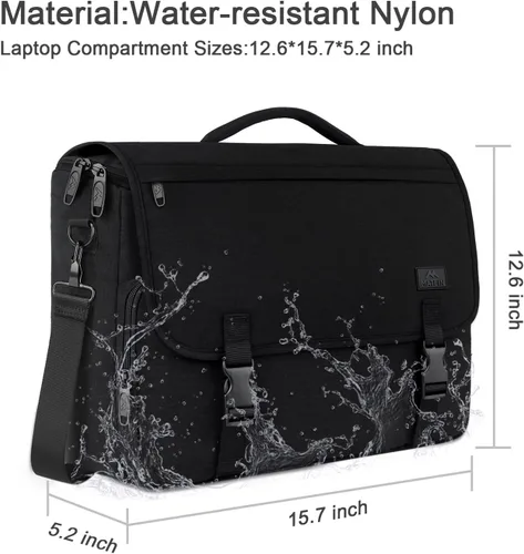 Vista 9 de MATEIN Bolsa tipo mensajero para hombres, mochila escolar para adolescentes, ligera de 17.3 pulgadas, maletín para laptop grande, bolsa cruzada