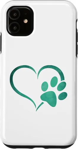 Vista 8 de Vintage green Dog Paw Print heart For Dogs Lover Case for iPhone 16