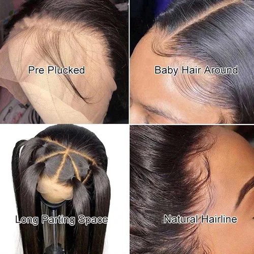 Vista 6 de Peluca de cabello humano con encaje frontal transparente HD 1B27 de 13 x 6 pulgadas, para mujeres negras, sin pegamento, línea capilar natural