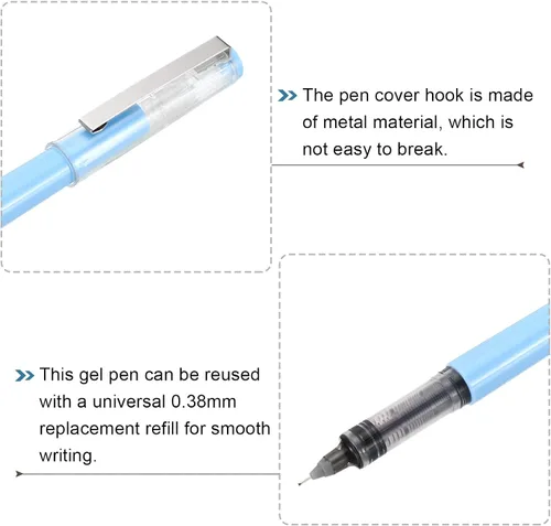 Vista 4 de PATIKIL Bolígrafos de gel de tinta negra de 5.12 pulgadas, paquete de 12 bolígrafos de punta fina de 0.015 in con tapa transparente para escribir
