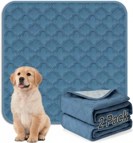Vista 22 de FunFurry Forro lavable para jaula de conejillo de indias, paquete de 4 almohadillas reutilizables y lavables, ropa de cama impermeable para Azul