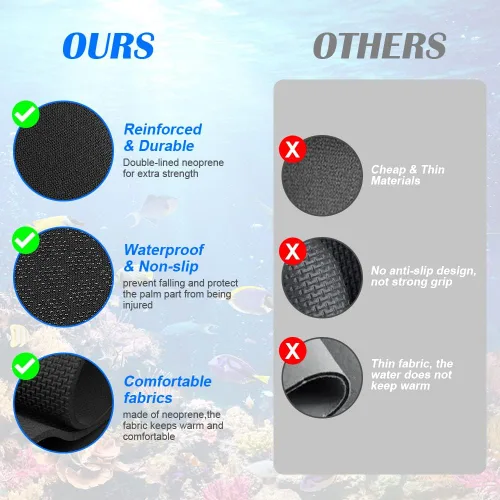Vista 4 de AUAUY Guantes de buceo, guantes de neopreno de 0.118 pulgadas (0.118 in), guantes de neopreno cálidos de cinco dedos, guantes de surf flexibles