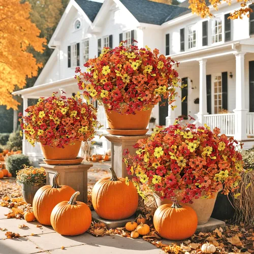 Vista 6 de Flores de otoño artificiales para decoración, flores de otoño