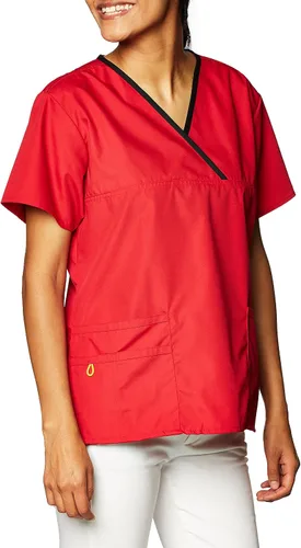 Vista 3 de WonderWink Charlie Uniformes médicos de 5 bolsillos, con cuello en Y para mujer