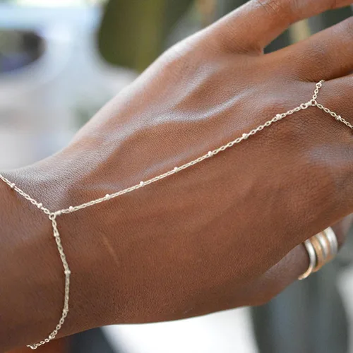 Vista 7 de Hand Chain Bracelet for Women Dainty Gold Bracelets Trendy Ring Bracelet Hand Chain Hand Jewelry Gifts for Women