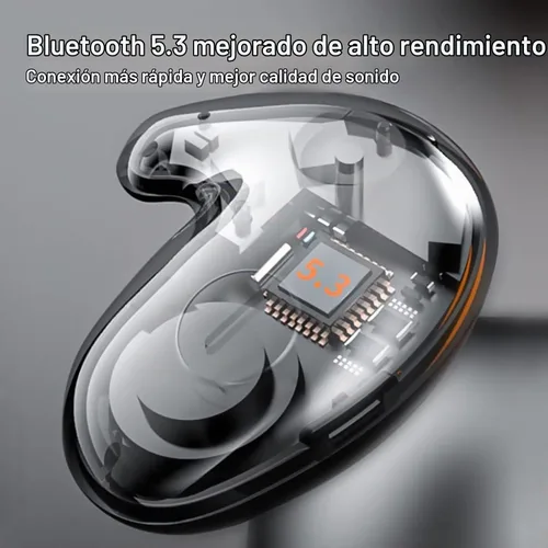 Vista 6 de Audífonos inalámbricos invisibles para dormir, audífonos para dormir de lado, micrófono integrado, auriculares para dormir con estuche de carga Negro