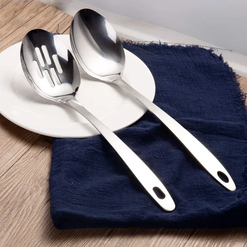 Vista 4 de IMEEA Cuchara de Cocina de Acero Inoxidable Cuchara Grande para Servir Cucharas Ranuradas para Cocinar 12.8 Pulgadas, Juego de 2