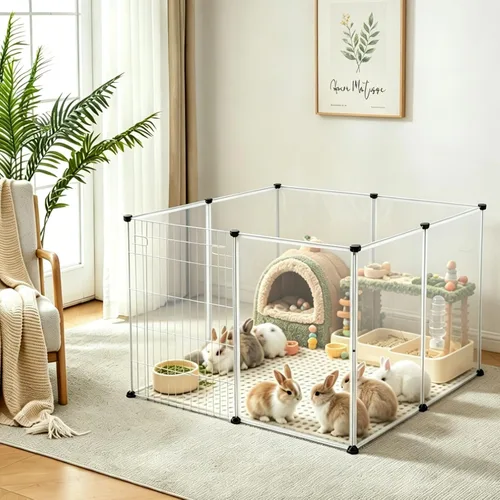 Vista 9 de BRIAN & DANY Dog Playpen Portable for Small Animals, Dog Play Pen Indoor, Transparent Pet Playpen for Puppies, Cats, 40" L x 40" W x 28" H Dog
