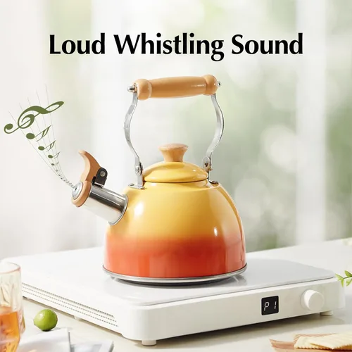 Vista 58 de ROCKURWOK - Tetera de estufa, tetera con mango ergonómico de tacto frío, tetera de acero inoxidable de grado alimenticio, tetera de estufa, tetera