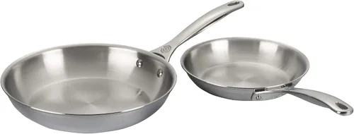 Vista 2 de Le Creuset Juego de sartenes de acero inoxidable de tres capas, 2 piezas