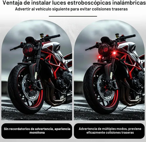 Vista 2 de 4 luces estroboscópicas LED inalámbricas con control remoto, 8 colores recargable por USB, luz de advertencia anticolisión, luces LED inalámbricas