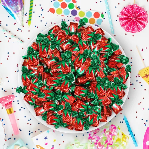 Vista 6 de Strawberry Filled Hard Candy Bon Bons, 2 lb Bulk Individually Wrapped Candy
