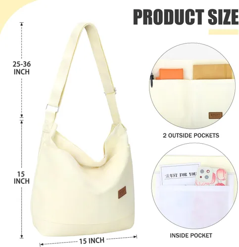 Vista 6 de Bolsa de lona duradera con diseño de bolsillo externo, aspecto elegante, correa de hombro ajustable..