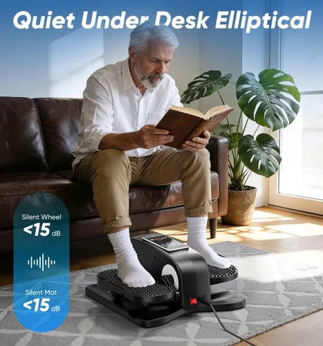 Vista 3 de HOMGIM Under Desk Elliptical Machine - Quiet Motorized Leg Exerciser with Smart Remote, 12-Speed Manual Programs Auto/3 Auto Programs LCD Display &