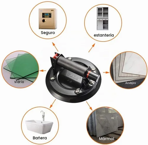 Vista 3 de Elevador de vidrio de mano resistente con ventosa de 8 pulgadas, potente elevador de vacío industrial con asa para elevación de granito y reemplazo