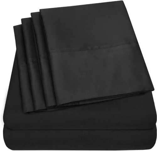 Vista 40 de Juego de sábanas de 4 piezas para camas individuales de 1500 hilos de microfibra de cepillado fino con bolsillo profundo - 1 funda de almohada