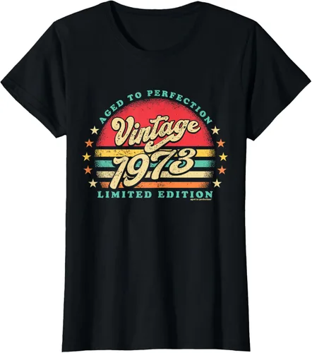 Vista 23 de Camiseta retro de 50 cumpleaños de 1973 de edad a la perfección nacido en los años 70, Negro