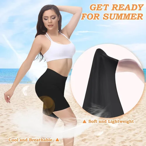 Vista 7 de Yeblues Paquete de 3 pantalones cortos sin costuras para mujer, para debajo del vestido, pantalones cortos suaves para yoga, bicicleta