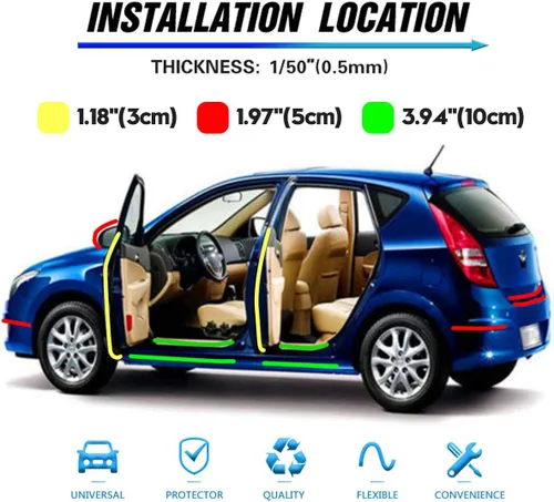 Vista 2 de ToLanbbt Protector Invisible para Borde de Puerta de Automóvil, Protectores de Umbral de Puerta Automotriz Anti-Rayones, Cinta Adhesiva Impermeable