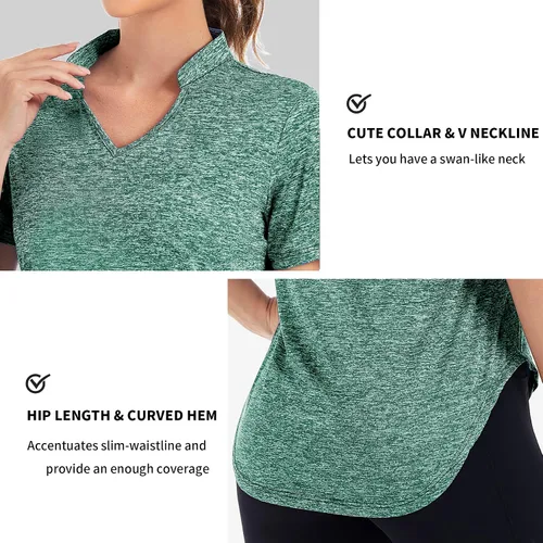 Vista 6 de Stiehiok Camisetas de gimnasio de manga corta para mujer, camisetas de entrenamiento de secado rápido, camisetas atléticas de yoga y golf
