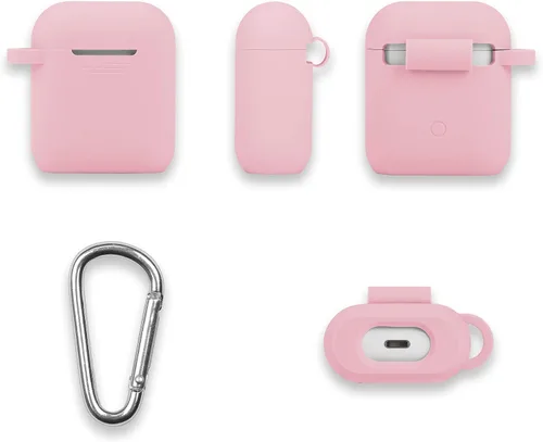 Vista 8 de Funda de silicona para AirPods, fundas protectoras a prueba de golpes con llavero compatible con Apple AirPod 2 y 1