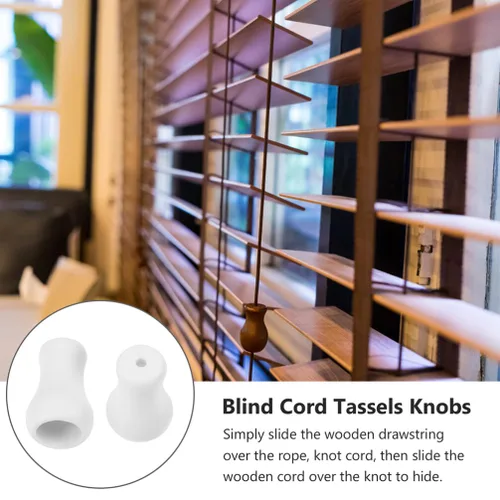 Vista 3 de 20 pomos de plástico para persianas blancas, pomos de plástico para cable ciego, para colgar, extremos de cable para cortina y manualidades