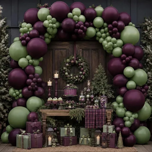 Vista 6 de Globos Burdeos Doble Relleno Morado Oscuro Ciruela Malva Guirnalda de Globos Granate Magenta Globos de Látex para Cumpleaños Despedida de Soltera