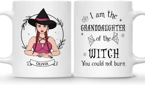 Vista 20 de Gossby Taza de café de bruja personalizada, regalo personalizado de Halloween para mujeres, hermana, mejor amiga, mamá, abuela con diseño, nombre