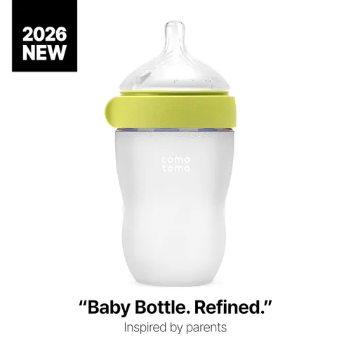 Vista 2 de Comotomo Biberón de silicona Gen 2 – Lanzamiento 2026 (8 onzas) – Biberón suave de cuello ancho para una alimentación cómoda con doble ventilación