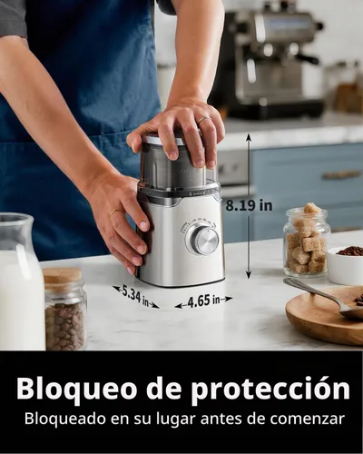 Vista 5 de SHARDOR Molinillo de Café Eléctrico de Cuchilla, Perilla Giratoria de Control de Molienda Temporizada, Carcasa Totalmente de Acero Inoxidable