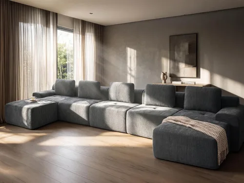 Vista 49 de Sofá de nube de gran tamaño en forma de U de 122 pulgadas, cómodos sofás modulares sin hueso para sala de estar, sofá modular con respaldo alto
