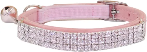 Vista 10 de THAIN Collar de diamantes de imitación para gatos y perros, de terciopelo suave, seguro, ajustable, con campanas, de 8 a 11 pulgadas para perros