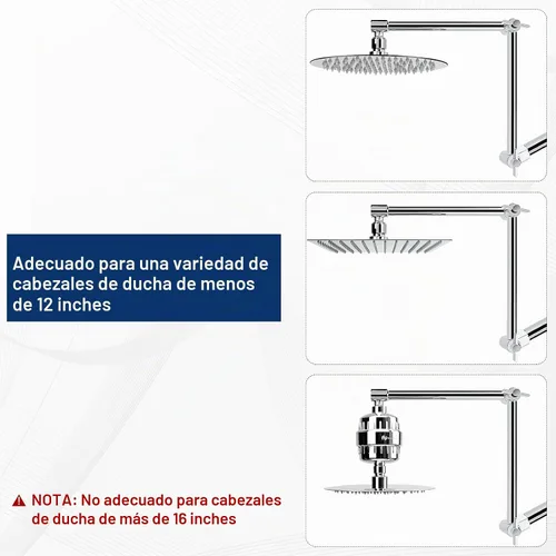 Vista 5 de NearMoon Brazo de ducha ajustable, brazo de extensión de ducha, conexión universal, cabezal de ducha ascendente o inferior, ajustar la altura/ángulo