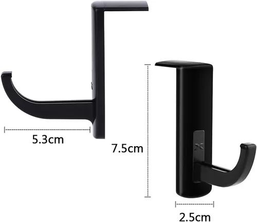 Vista 2 de Mudder Paquete de 4 ganchos para monitor para auriculares, soporte para auriculares, soporte adhesivo para auriculares, color negro