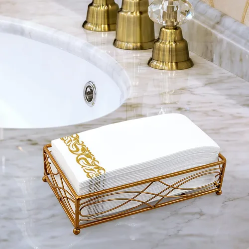 Vista 5 de Paquete de 200 toallas desechables para invitados, toallas de mano suaves y desechables, servilletas de baño decorativas para fiestas, cenas, bodas