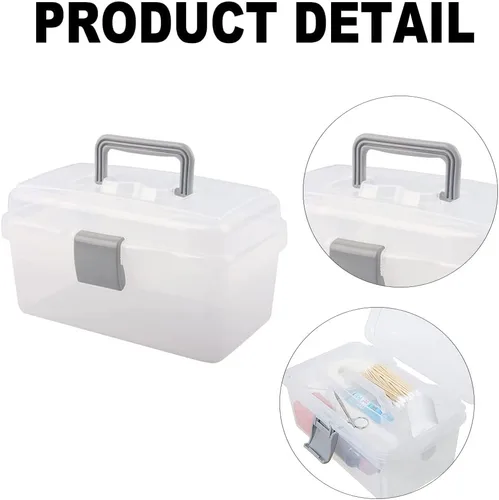 Vista 2 de Utoolmart - Caja organizadora, de plástico ABS, con divisores multiusos, transportable, con mango, para almacenamiento, bandeja extraíble, 1 pieza