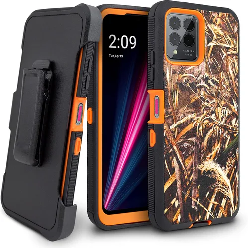 Vista 10 de Funda para T-Mobile Revvl 6 Pro 5G, funda para teléfono con protector de pantalla integrado, clip giratorio para cinturón, protección de cuerpo