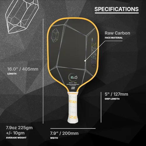 Vista 3 de Six Zero Quartz Pickleball Paddle - Affordable, Premium Construction, Raw Carbon