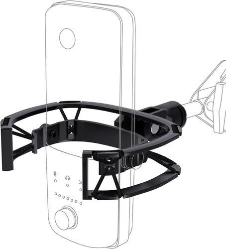 Vista 9 de AT2020 Soporte de amortiguador para micrófono con filtro pop, [Construido a medida para micrófono audio technica] Clip de sujeción de amortiguador