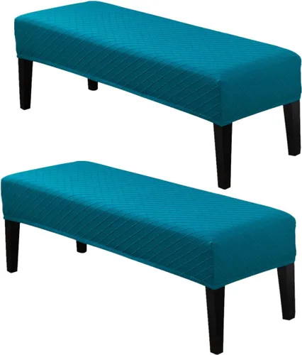 Vista 17 de Fundas de banco de comedor de jacquard tapizado de elastano elástico, funda de banco de alta elasticidad, protectores de banco extraíbles y lavables