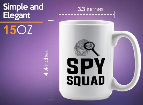 Vista 6 de Taza de café detective de 15 onzas, color blanco, escuadrón espía, oficial de policía, patrulla policial, detective, policía, policía, policía