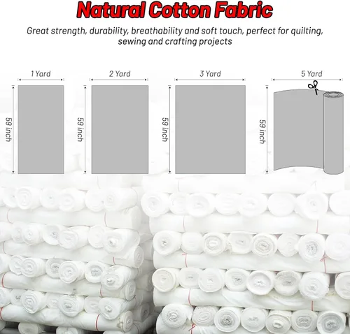 Vista 6 de Tela de Algodón Azul Bebé para Coser de 59 Pulgadas de Ancho, Tela de Popelina de Algodón 100% Natural por Yarda, Material de Algodón Suave