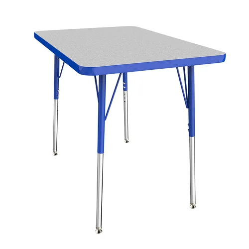 Vista 3 de FDP - Mesa rectangular para actividades escolares y de oficina (24 x 36 pulgadas), patas estándar con deslizadores giratorios, altura ajustable