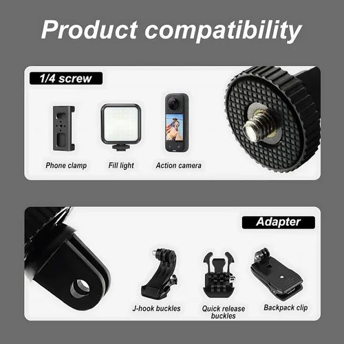 Vista 3 de Soporte de trípode de cámara para accesorio adaptador GoPro, 4 adaptadores de conversión de tornillo 1/4-20 para GoPro Hero12, Insta360 ONE Ace Pro