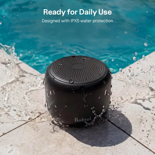 Vista 5 de Bobtot Altavoces Bluetooth portátiles con correa mini habla, negro