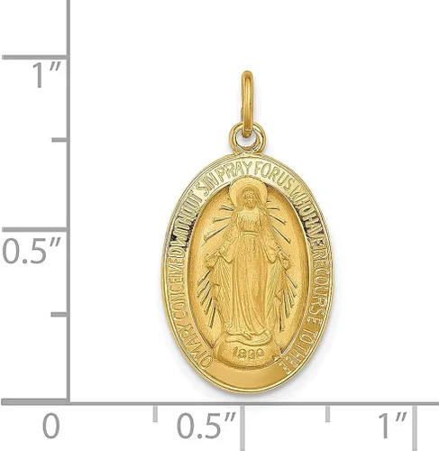 Vista 4 de ICE CARATS Colgante de medalla milagrosa ovalada de oro amarillo de 14 quilates, joyería fina religiosa para mujeres, regalos para ella, Oro