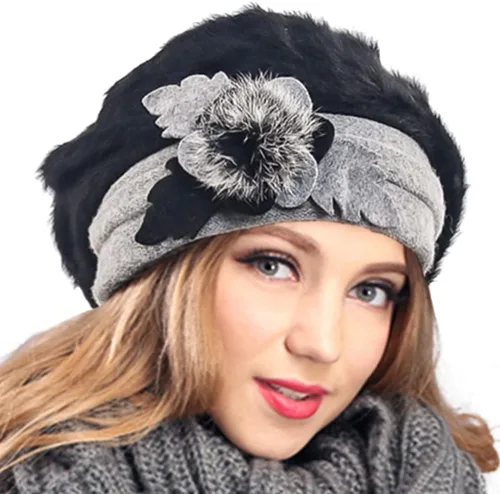 Vista 54 de VECRY - Gorro 100% de lana para mujer, boina de fieltro tipo campana, gorro de vestir para invierno