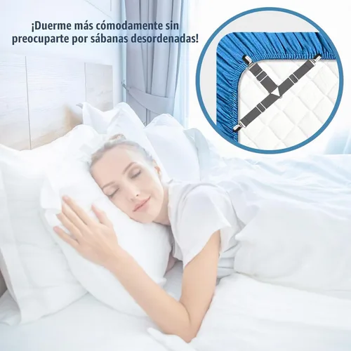 Vista 4 de Correas de sábanas, correas de sábanas fáciles de instalar, clips de sábana bajera, cierres de sábanas ajustables, di adiós a las sábanas Gris