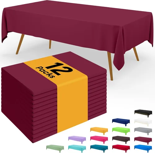Vista 12 de Smiry - Juego de 6 manteles desechables, 54 x 78 pulgadas, manteles impermeables rectangulares para fiestas, cubierta de mesa de plástico